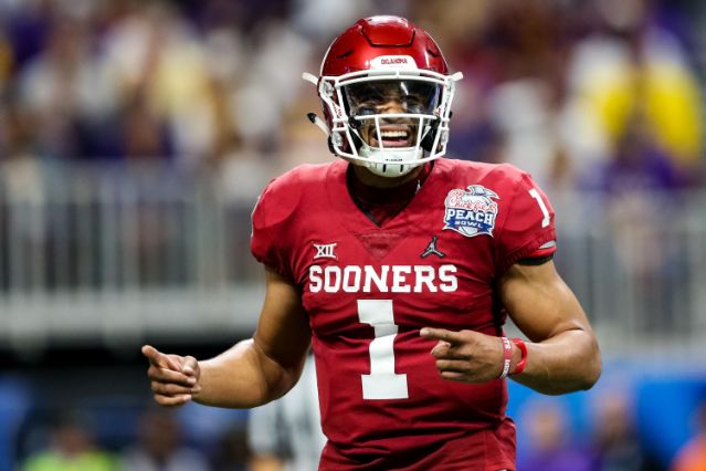 Jalen Hurts has to be happy he went so high. Everyone else besides the Philadelphia Eagles was fairly surprised. (Photo by Carmen Mandato/Getty Images)