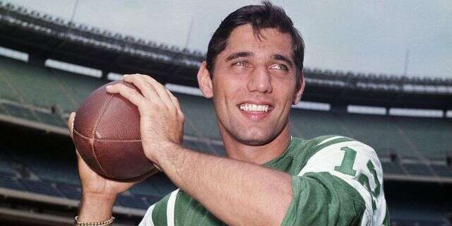 Joe Namath, new rookie quarterback of the New York Jets, shows his passing style which made the Jets anxious to sign him after graduating from the University of Alabama. (Getty Images)